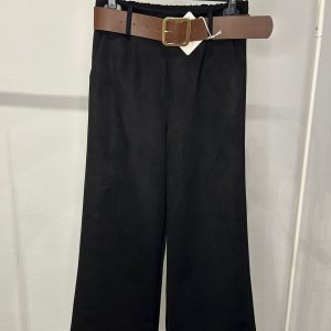 Pantalón negro antelina cinturón palazo