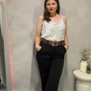 Pantalón antelina cinturón palazo