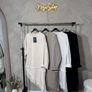 Camiseta faldón satén encaje