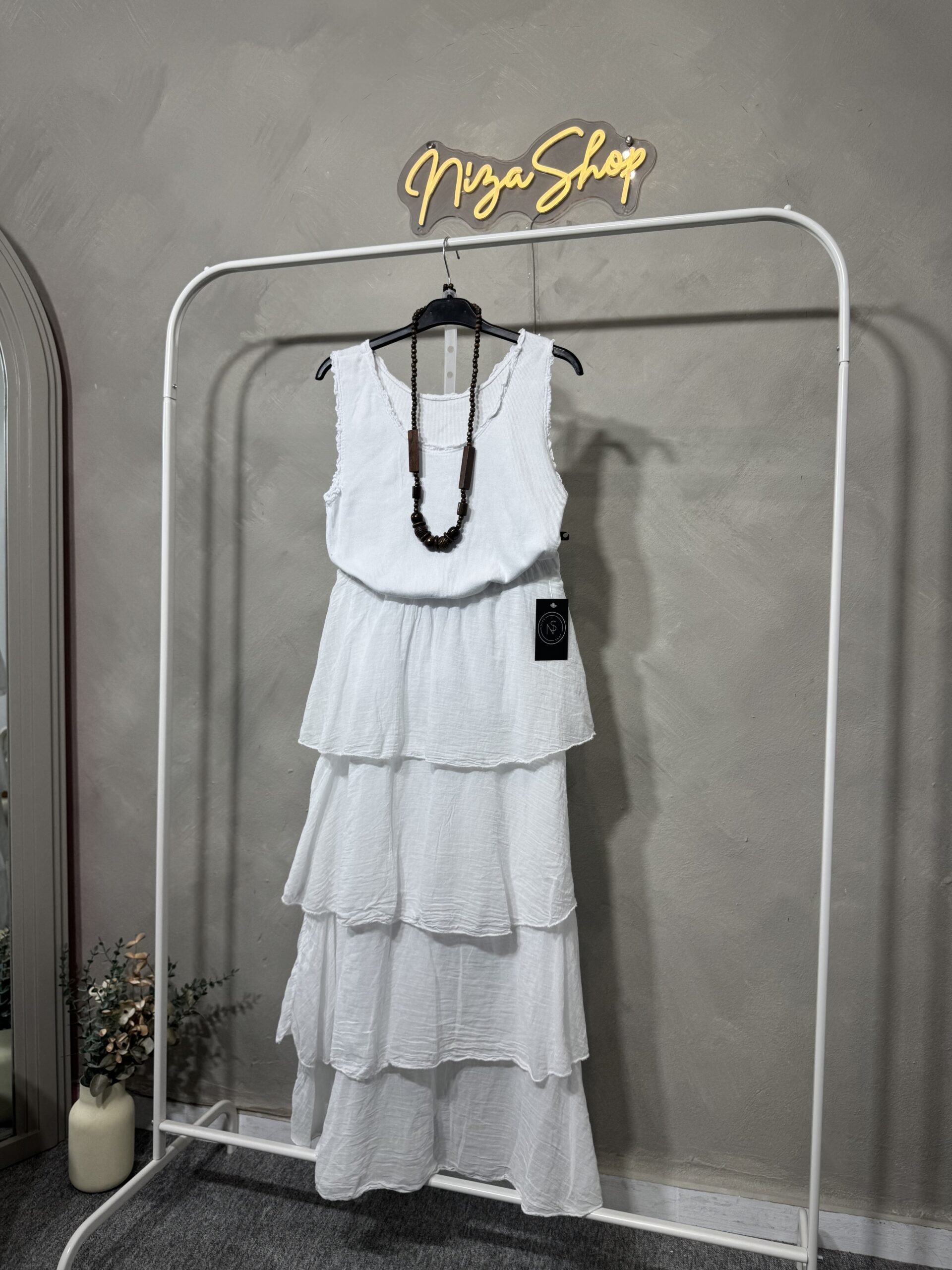 Falda fluída algodón blanca - Imagen 2