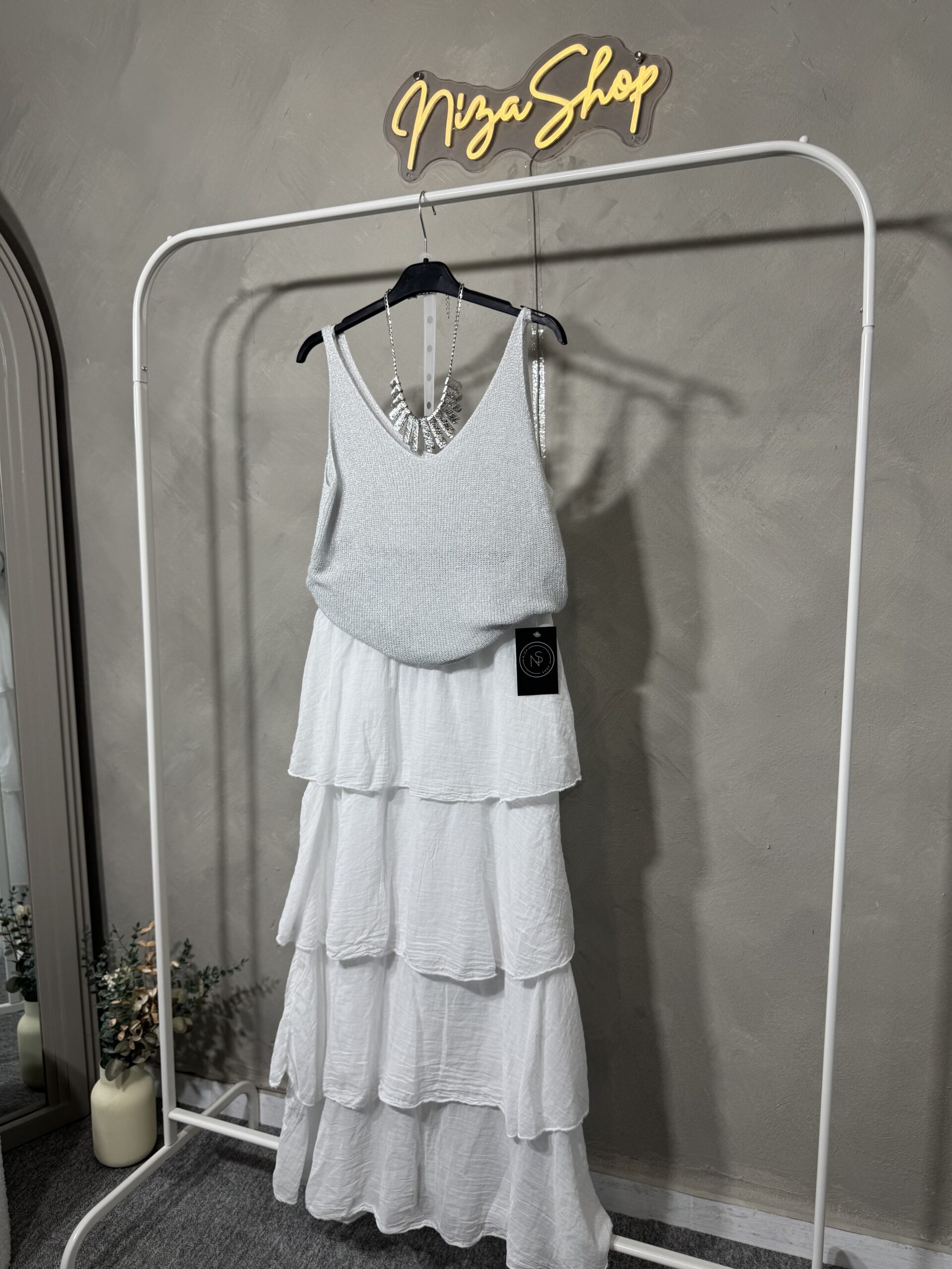 Falda fluída algodón blanca - Imagen 4
