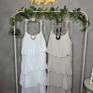 Vestido tirantes algodón volantes